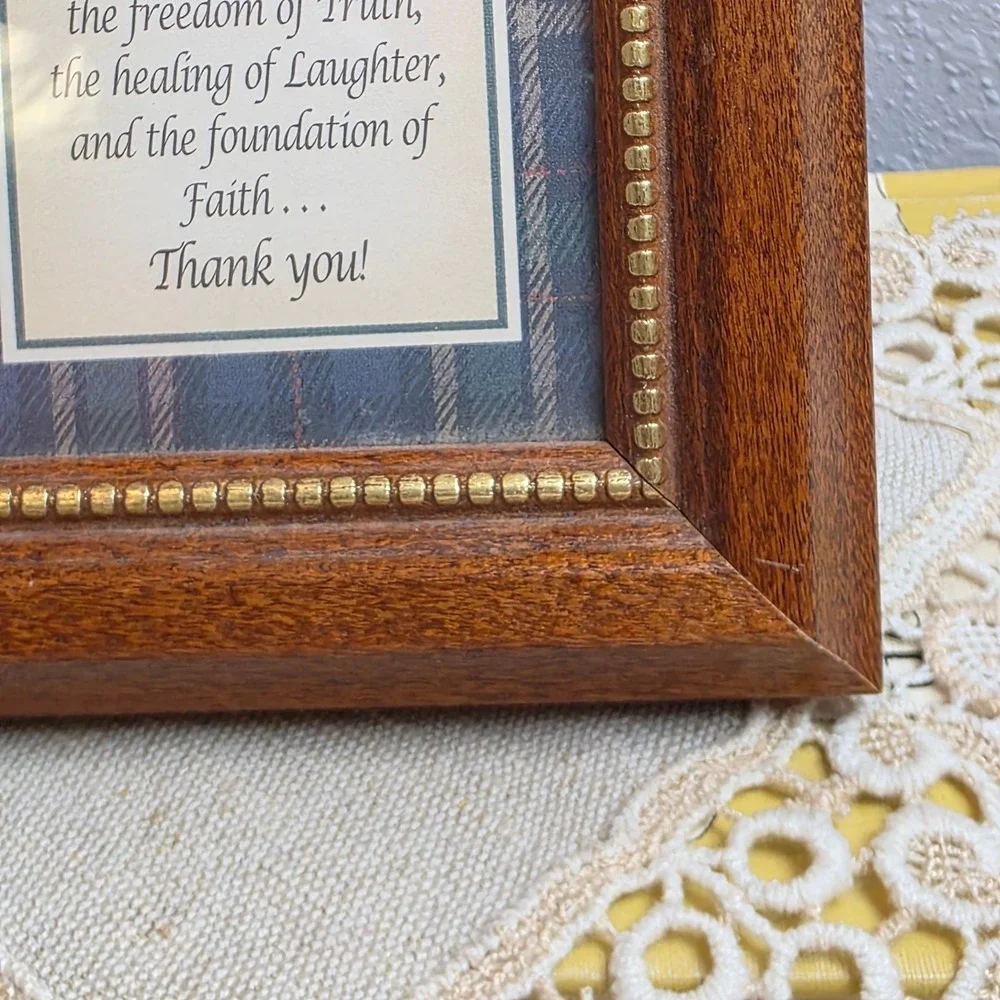 Vintage 90s Mini Golden Moments Dad Poem Wood Frame Gold Beaded‎ Plaid Decor